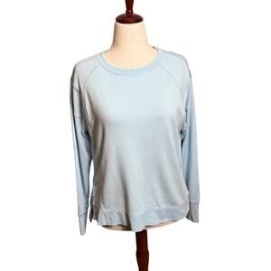 Sweaty Betty After Class sweatshirt ice blue thumbholes hip slits oversized Sz S